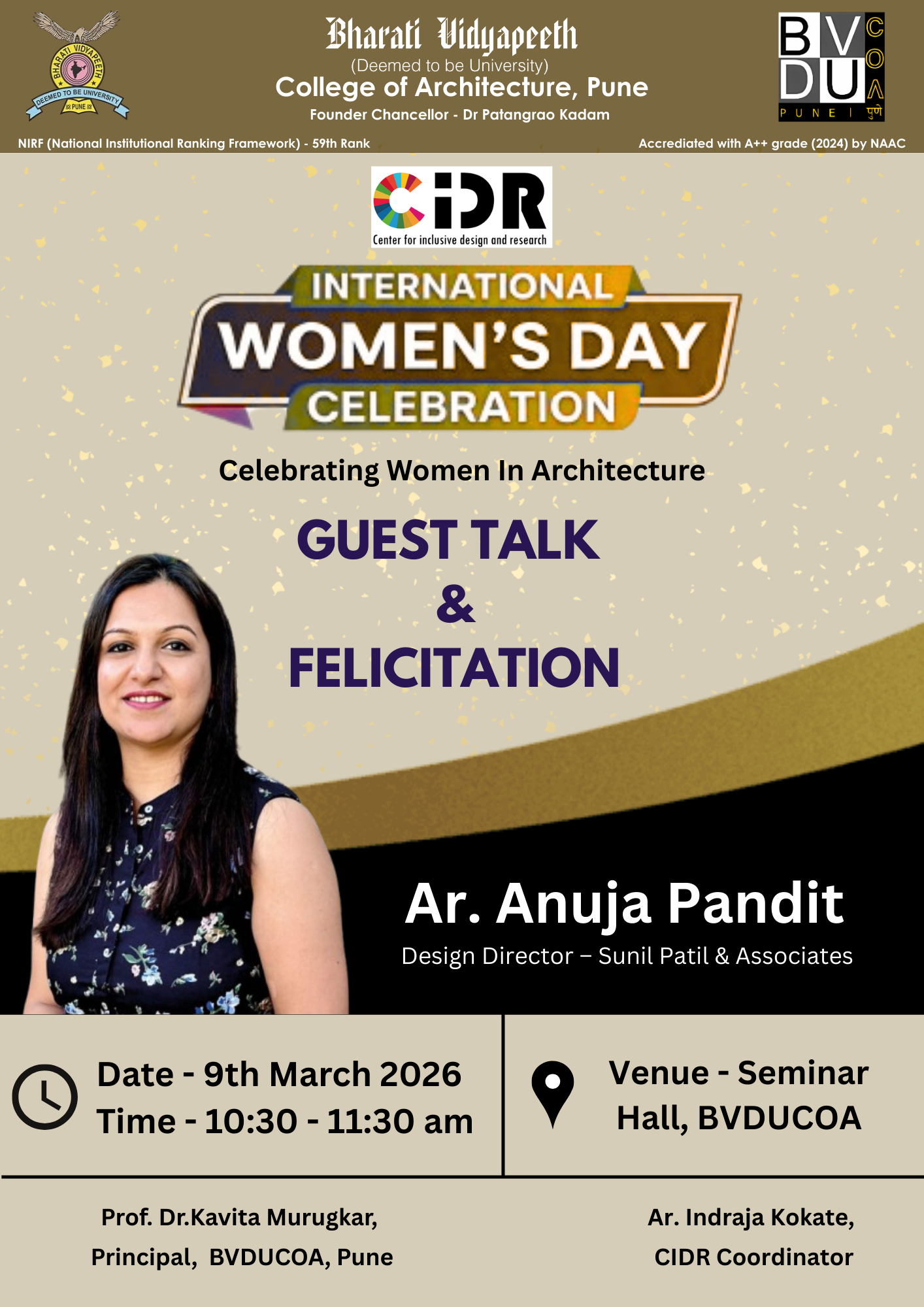 Guest Lecture on International Womens Day by Ar. Anuja Pandit