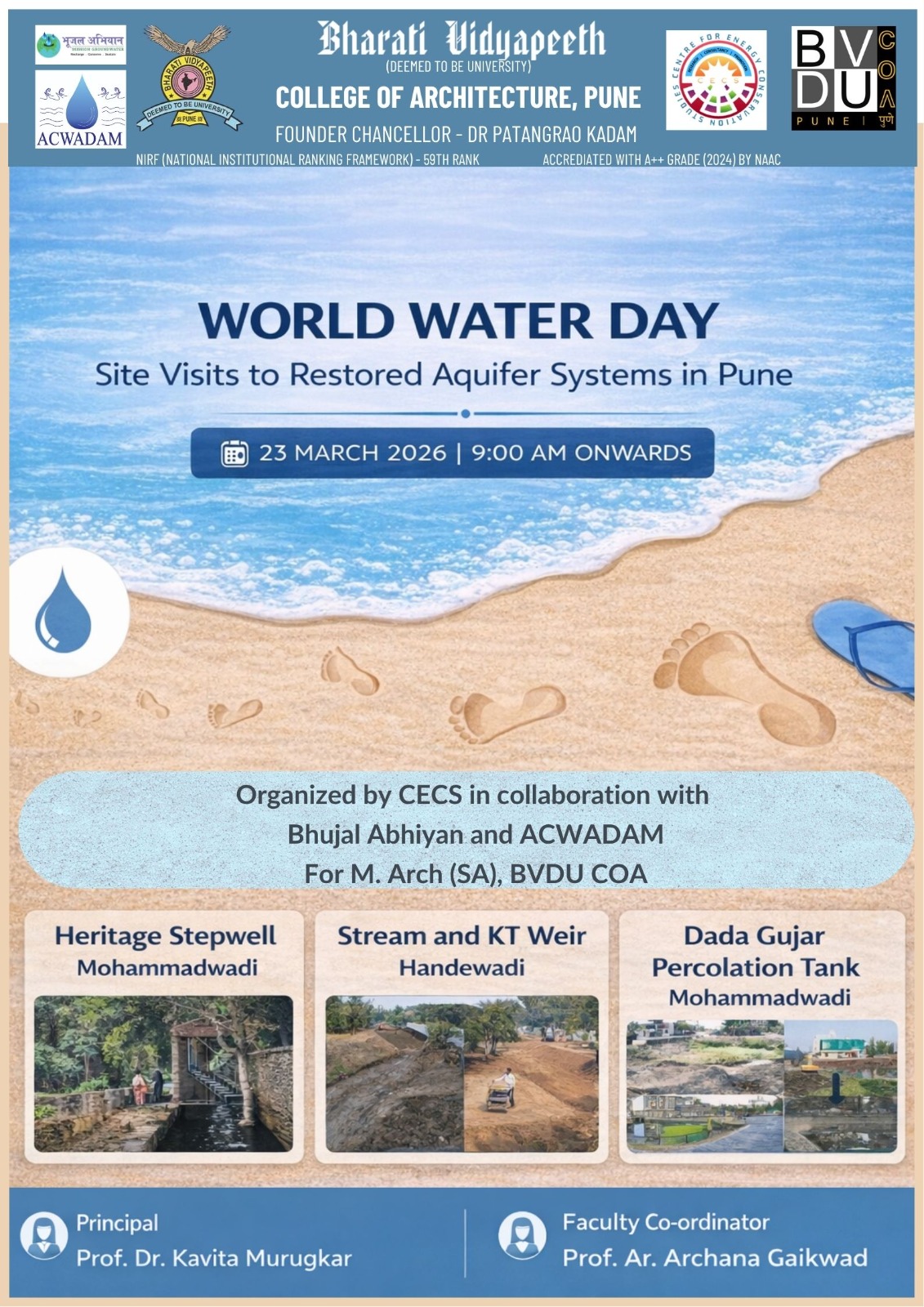 Site Visit ro Restored Acquifer Systems in Pune on World Water DAy
