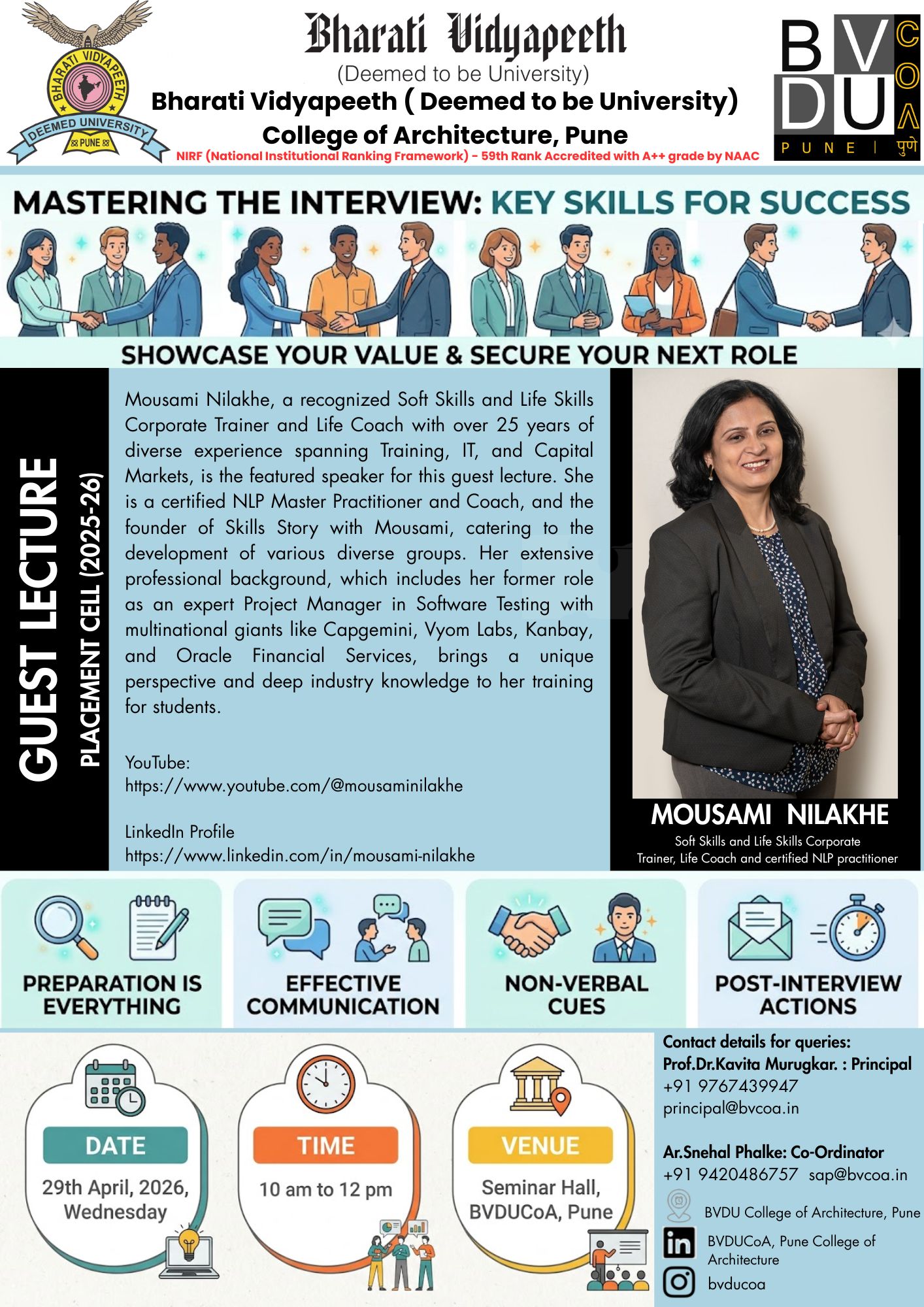 Guest lecture on Mastering the Interview by Mousami Nilakhe