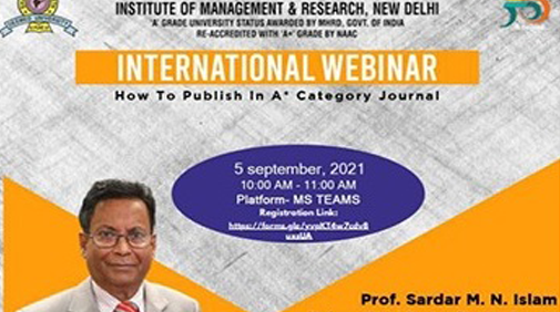 Webinar on ‘How to Publish in “A” Category Journal