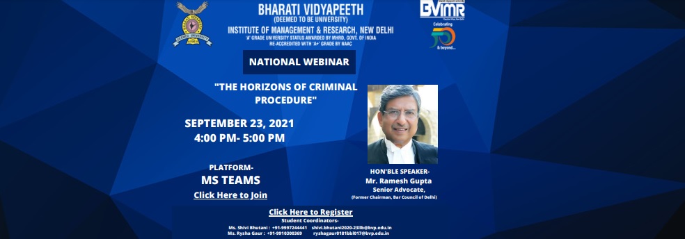 Webinar on THE HORIZONS OF CRIMINAL PROCEDURE'
