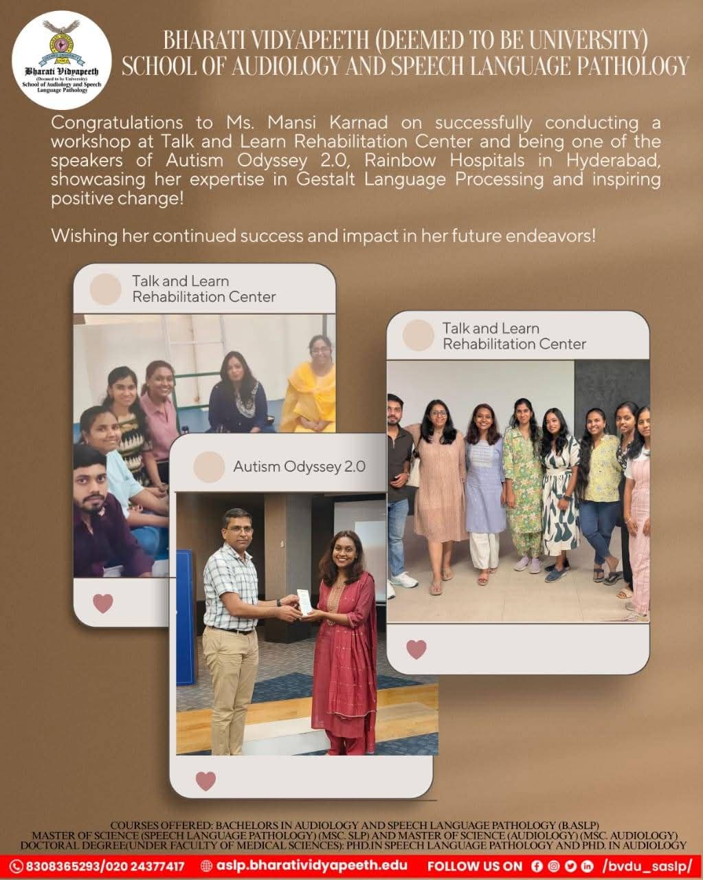 “Ms. Mansi Karnad’s Impact at Autism Odyssey 2.0 and Workshop Success”