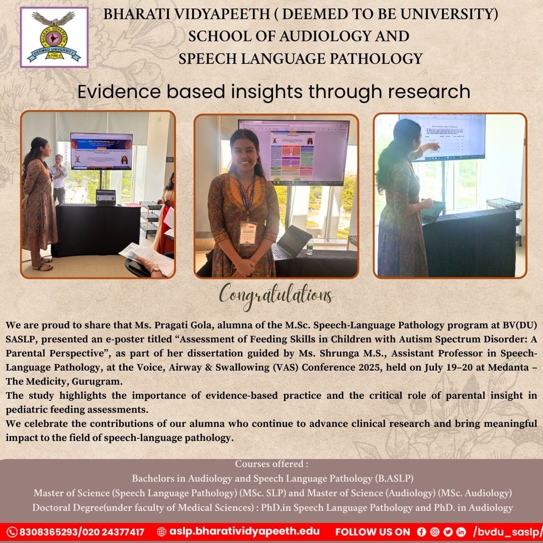 BHARATI VIDYAPEETH (DEEMED TO BE UNIVERSITY) SCHOOL OF AUDIOLOGY AND SPEECH LANGUAGE PATHOLOGY