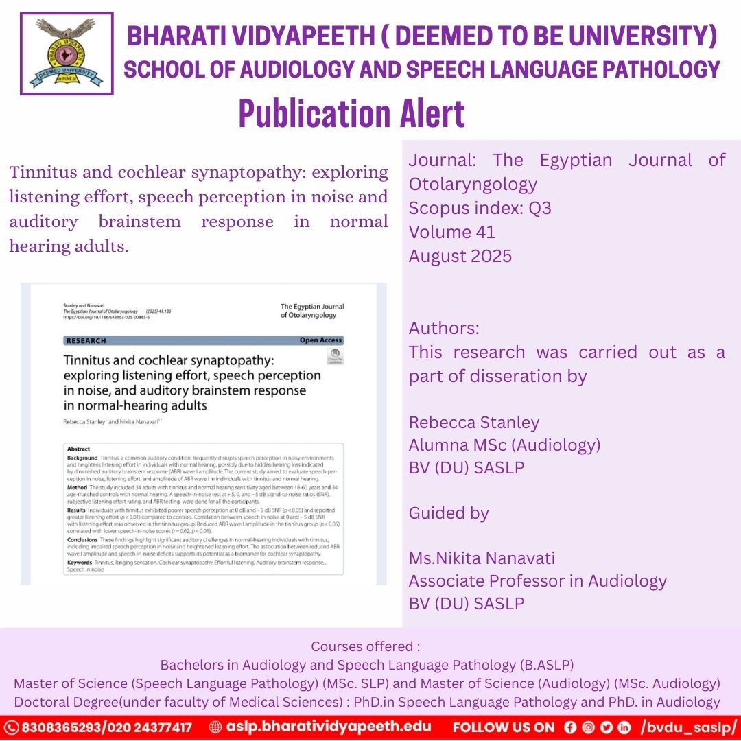 Publication Alert Tinnitus and Cochlear Synaptopathy