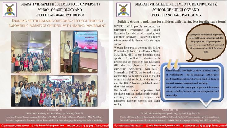 Orientation Programme on School Readiness for children with hearing loss