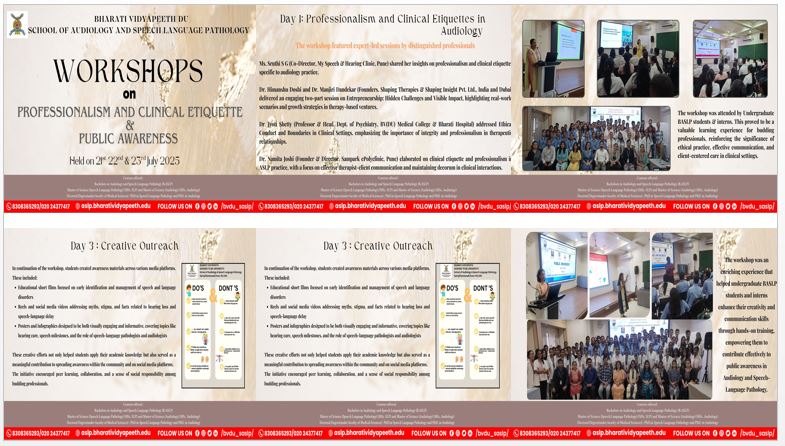 WORKSHOPS ON PROFESSIONALISM AND CLINICAL ETIQUETTE & PUBLIC AWARENESS