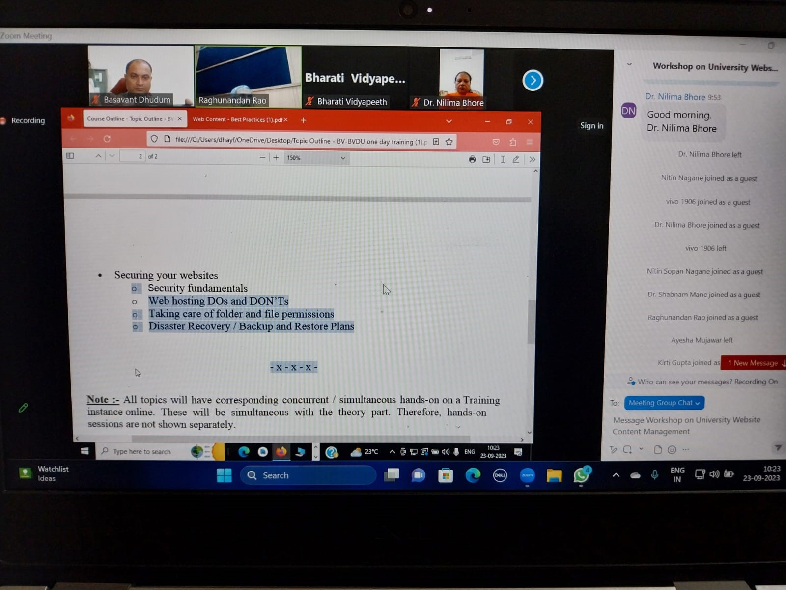 Report on website Content Management Workshop