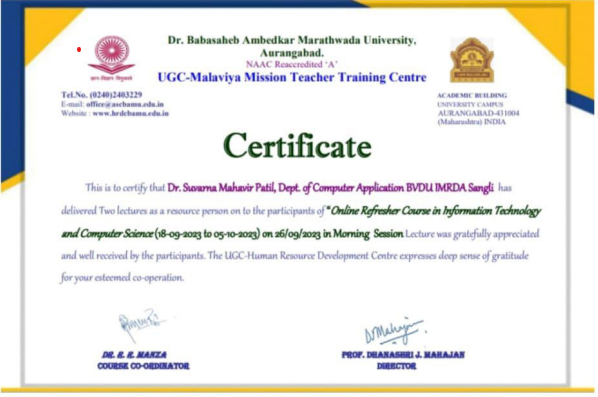 Dr.Suvarna Patil as resource person